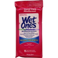 Wet ones Antibacterial Hand & Face Wipes 15 wipes Travel Pack