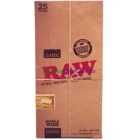 Classic RAW Rolling Paper Single Wide 25pk x 100 Leaves CHEAPEST WHOLESALE PRICE