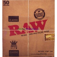 Classic RAW Rolling Paper King Size Slim 50pk x 32 Leaves