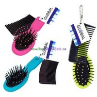 Hair Brush & Comb, 2-pc Mini, 3 asst col, hang tag