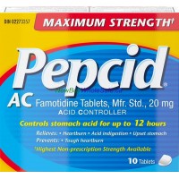 Pepcid AC Maximum Strength Famotidine Tablets 20mg Acid Controller Tablets 10ct