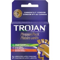Trojan Pleasure Pack Lubricated Latex Condoms 3ct