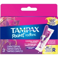 Tampax Radiant Tampons Regular Unscented 3ct Travel Pack