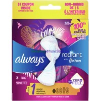 Always Radiant Size 1 or 2 Regular With Flexi-Wings Light, Clean Scent Pads 3ct