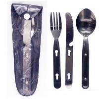 S/S Heavy Duty Cutlery Set For Camping 3pc in pouch LOWEST $2.49